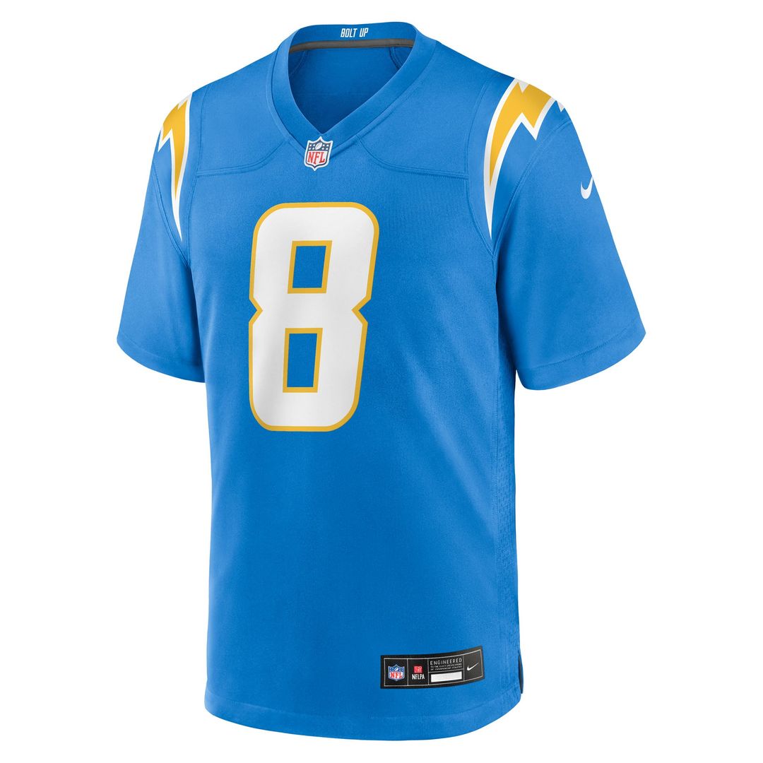 Los Angeles Chargers Omarion Hampton Nike Powder Blue Game Player Jersey product image 7, provided for visual reference and