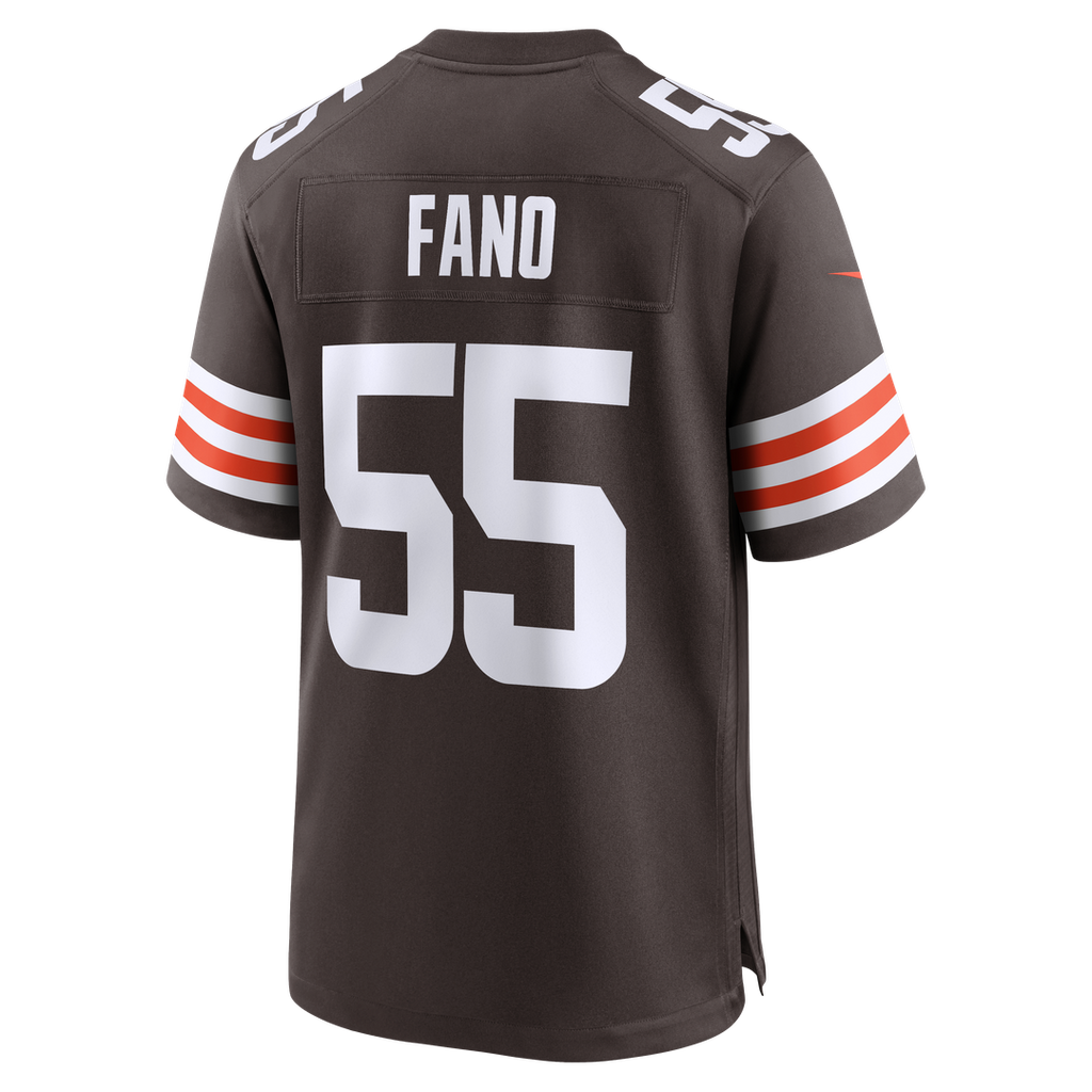 Cleveland Browns Spencer Fano Nike Brown Team Game Jersey product image 3, provided for visual reference and product detail