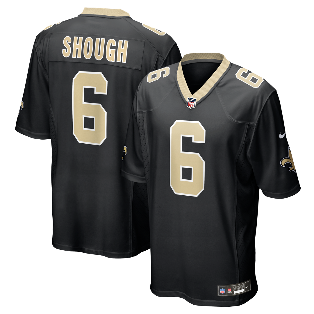New Orleans Saints Tyler Shough Nike Black Game Jersey product image 1, provided for visual reference and product detail