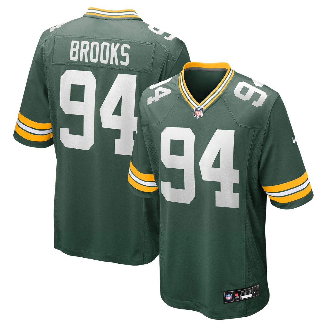 Green Bay Packers Karl Brooks Nike Green Game Jersey product image 1, provided for visual reference and product detail review