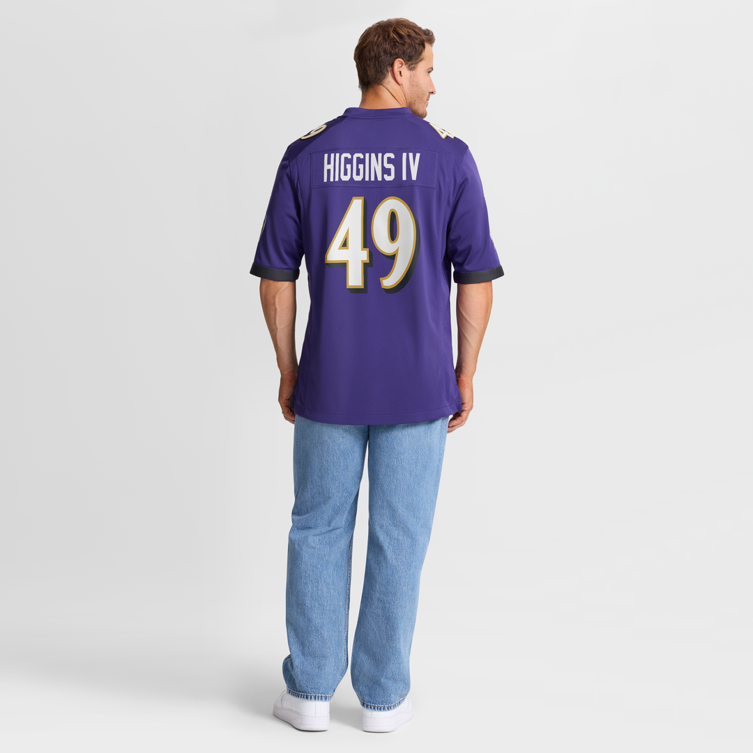 Baltimore Ravens Jay Higgins IV Nike Purple Team Game Jersey product image 8, provided for visual reference and product