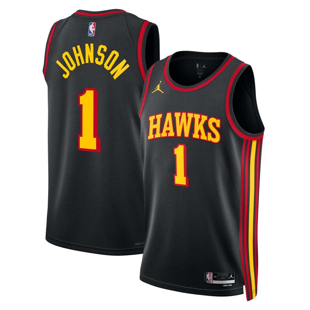 Atlanta Hawks Jordan Brand Statement Edition Swingman Jersey - Black - Jalen Johnson - Unisex product image 2, provided for