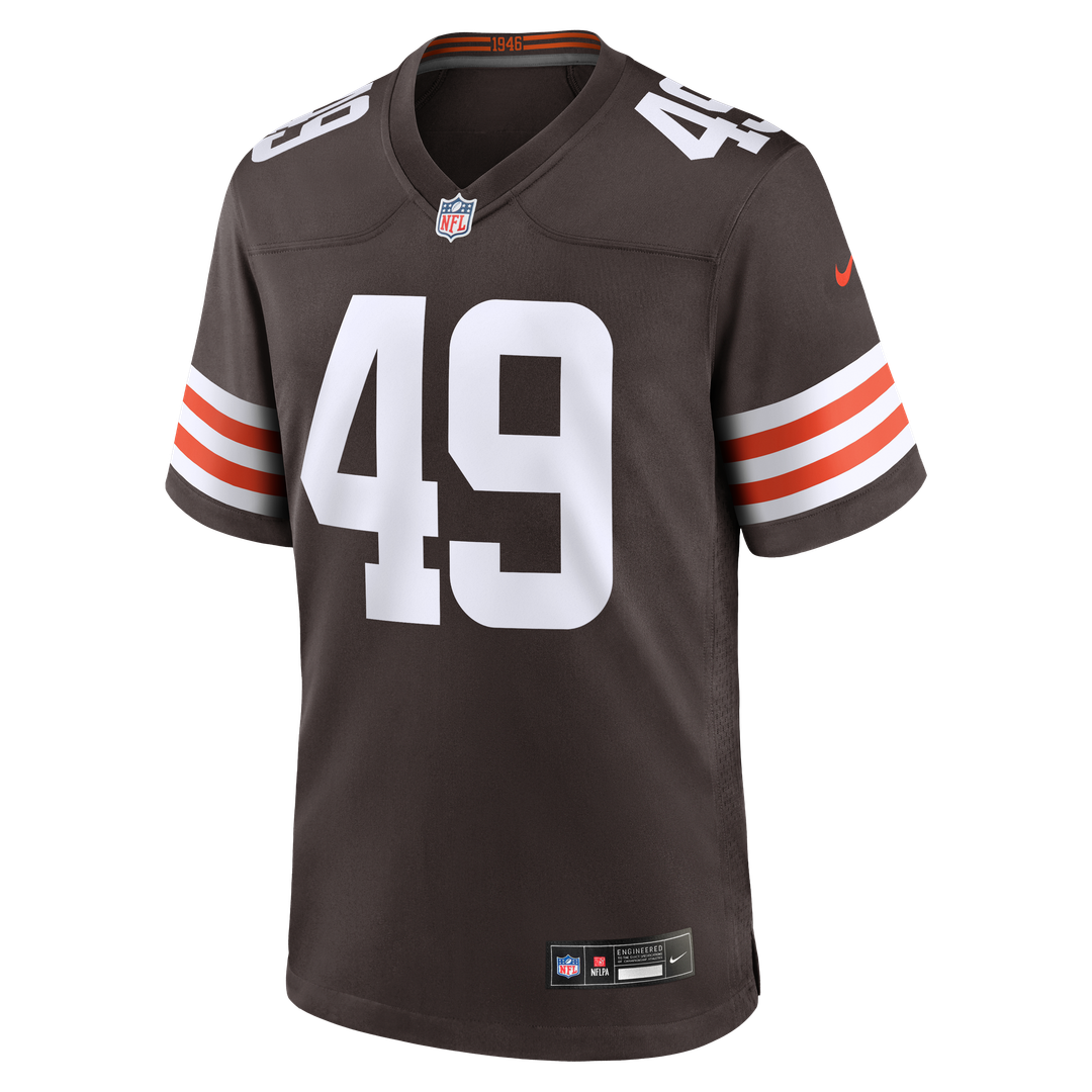 Cleveland Browns Carson Schwesinger Nike Brown 2025 NFL Draft Game Jersey product image 2, provided for visual reference and