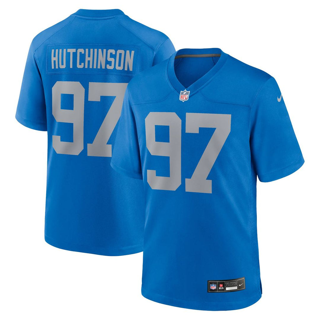 Detroit Lions Aidan Hutchinson Nike Blue Alternate Game Jersey product image 1, provided for visual reference and product