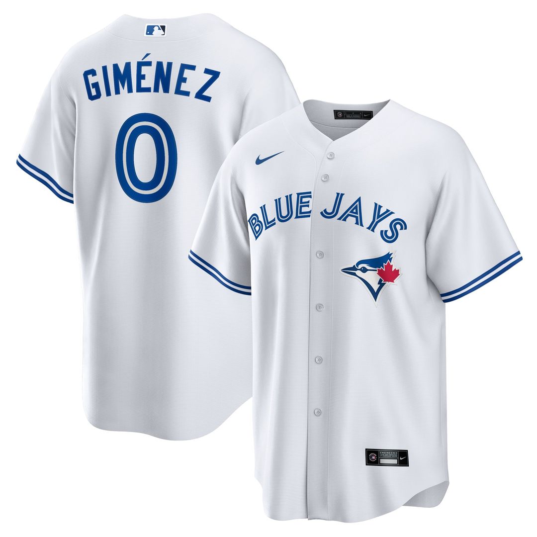 Toronto Blue Jays Andres Gimenez Nike White Home Replica Jersey product image 1, provided for visual reference and product