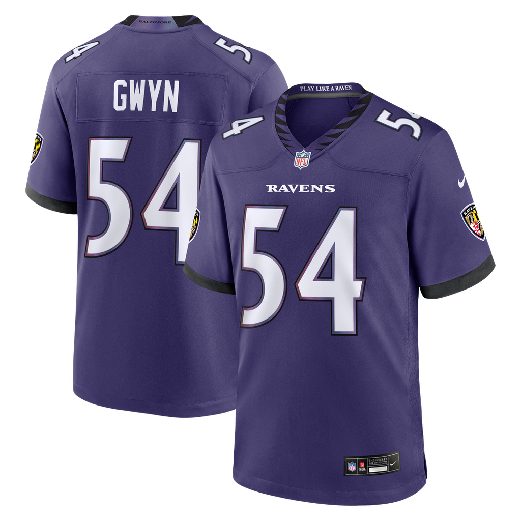 Baltimore Ravens Jovaughn Gwyn Nike Purple Team Game Jersey product image 1, provided for visual reference and product
