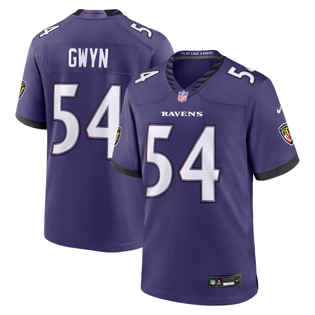 Baltimore Ravens Jovaughn Gwyn Nike Purple Team Game Jersey product image 1, provided for visual reference and product