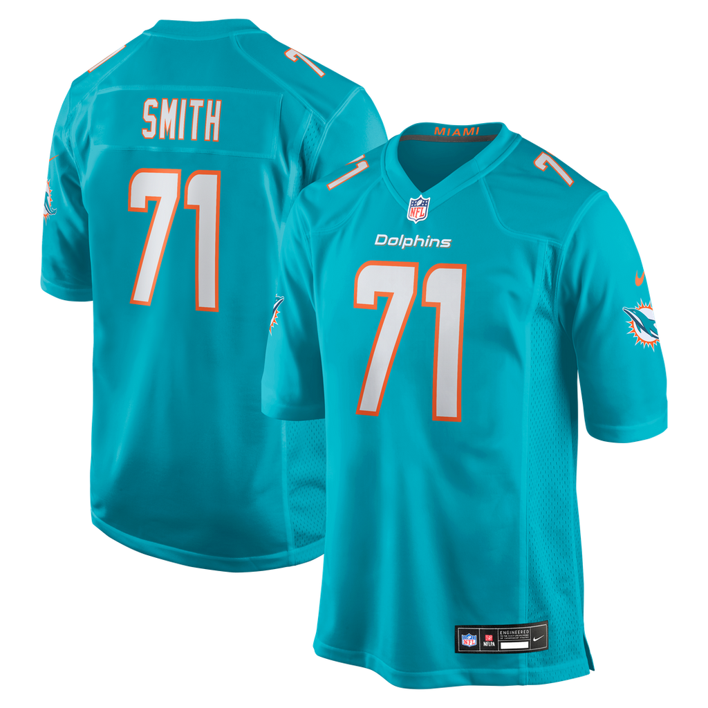 Miami Dolphins Kion Smith Nike Aqua Game Jersey product image 1, provided for visual reference and product detail review