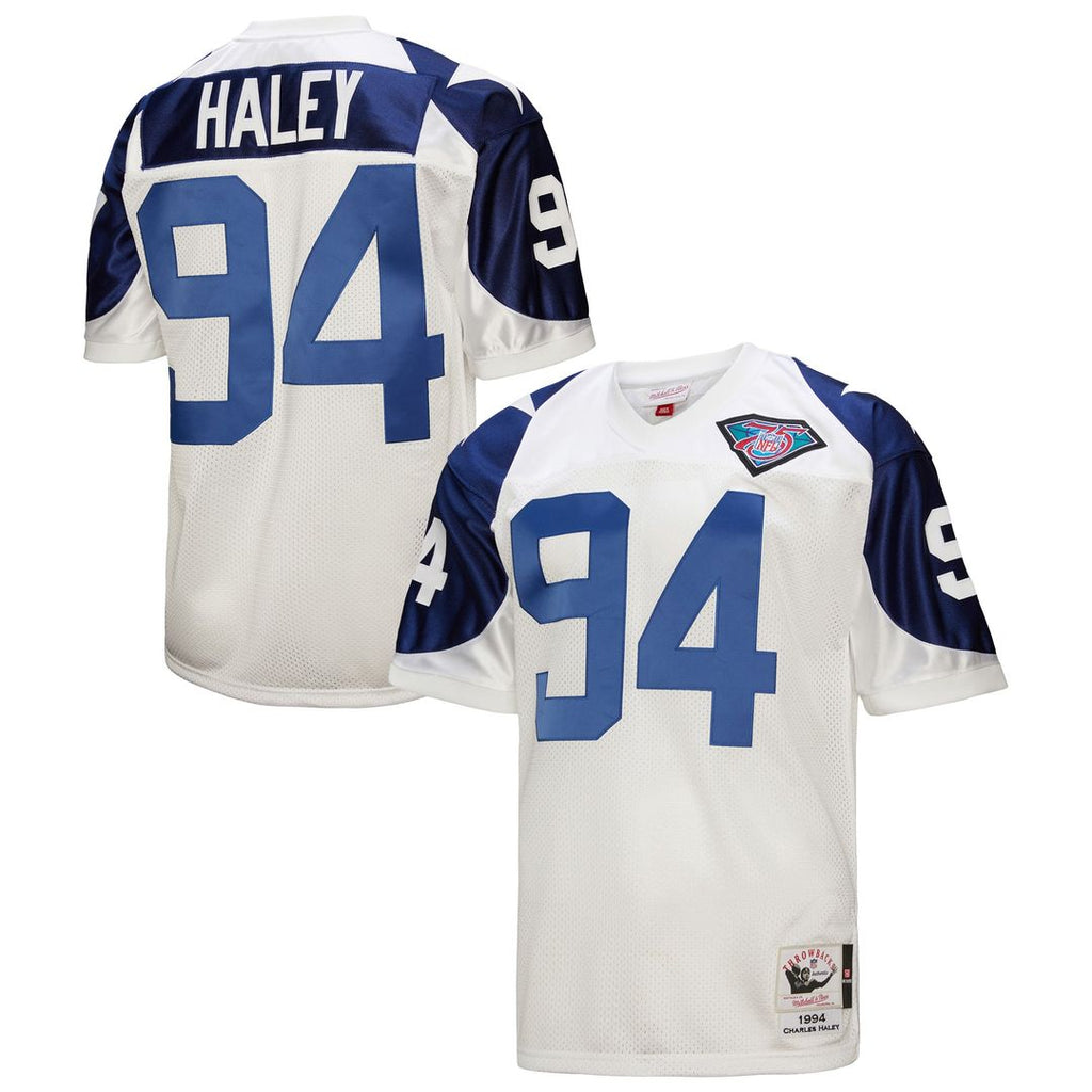 Dallas Cowboys 1994 Charles Haley Mitchell & Ness White Authentic Throwback Retired Player Jersey product image 1, provided