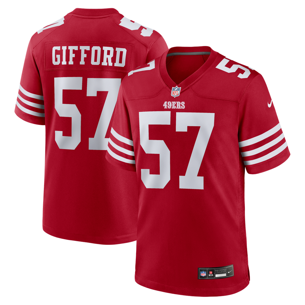 San Francisco 49ers Luke Gifford Nike Scarlet Team Game Jersey product image 1, provided for visual reference and product