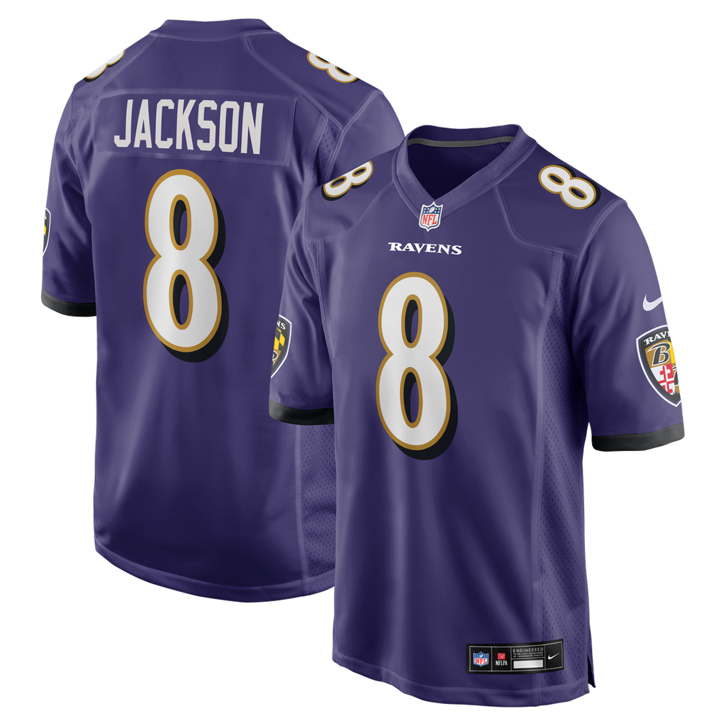 Baltimore Ravens Lamar Jackson Nike Purple Game Jersey product image 1, provided for visual reference and product detail