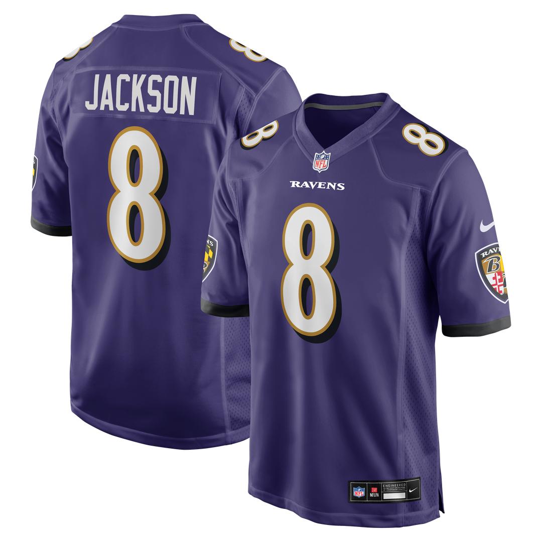 Baltimore Ravens Lamar Jackson Nike Purple Game Jersey product image 1, provided for visual reference and product detail