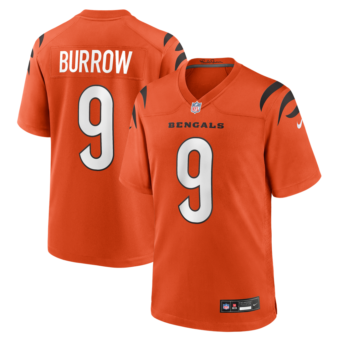 Cincinnati Bengals Joe Burrow Nike Orange Alternate Game Jersey product image 1, provided for visual reference and product