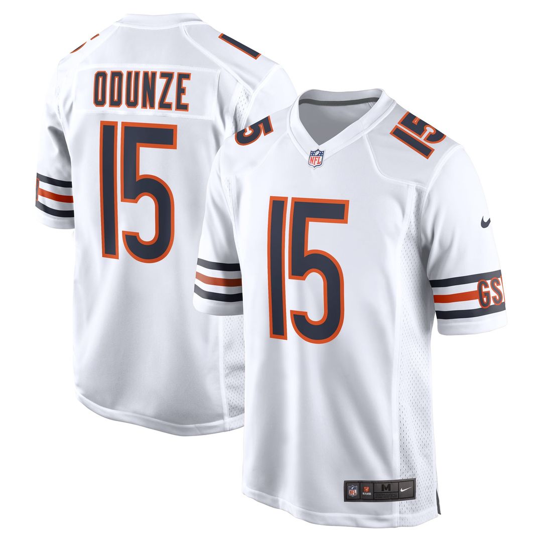 Chicago Bears Rome Odunze Nike White Game Jersey product image 1, provided for visual reference and product detail review