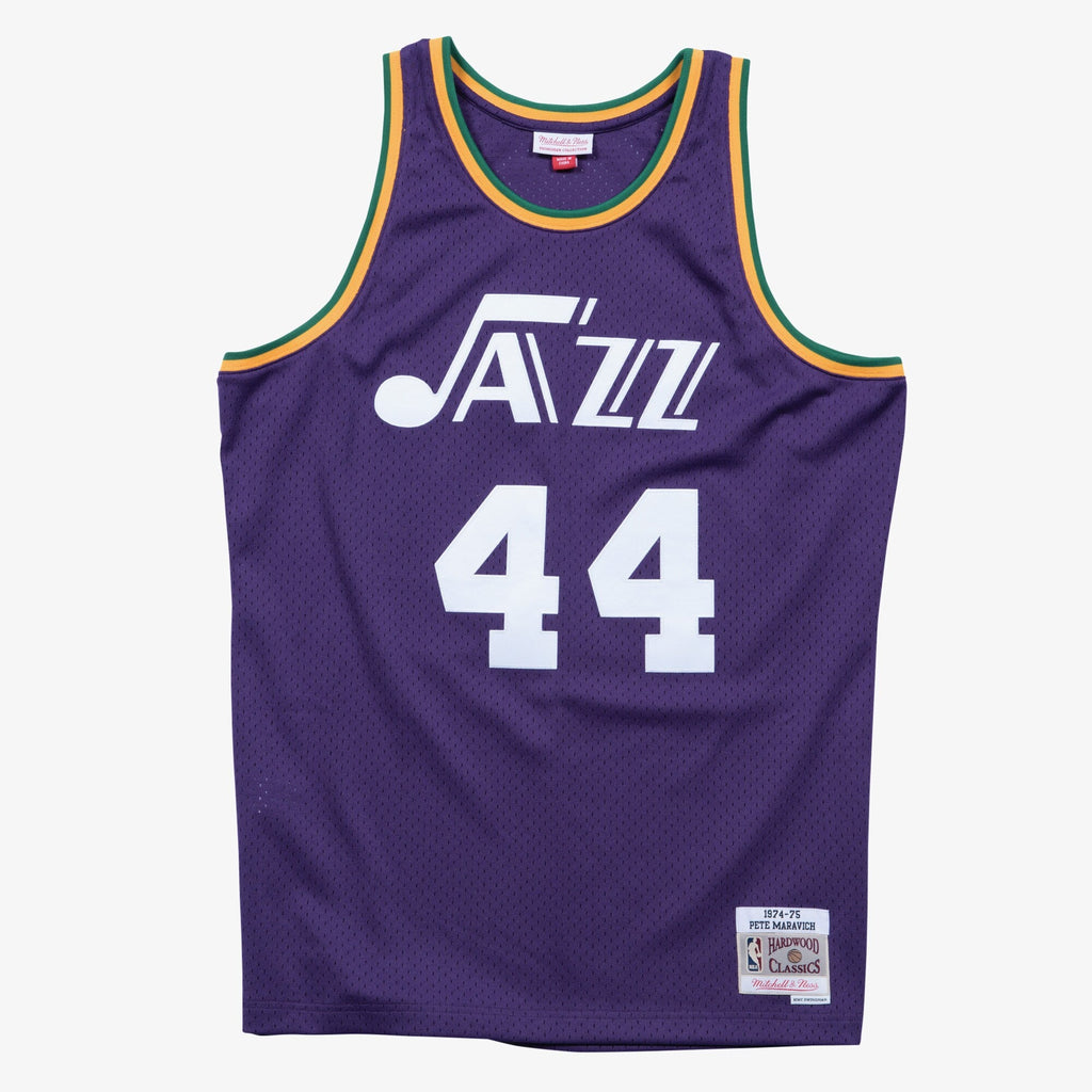 New Orleans Jazz Mitchell & Ness Pete Maravich 1974 Swingman Road Authentic Jersey - Purple product image 3, provided for