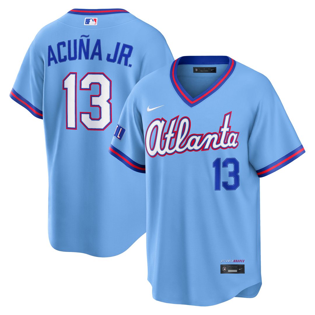 Atlanta Braves Ronald Acuña Jr. Nike Powder Blue 2026 City Connect Stadium Jersey product image 1, provided for visual