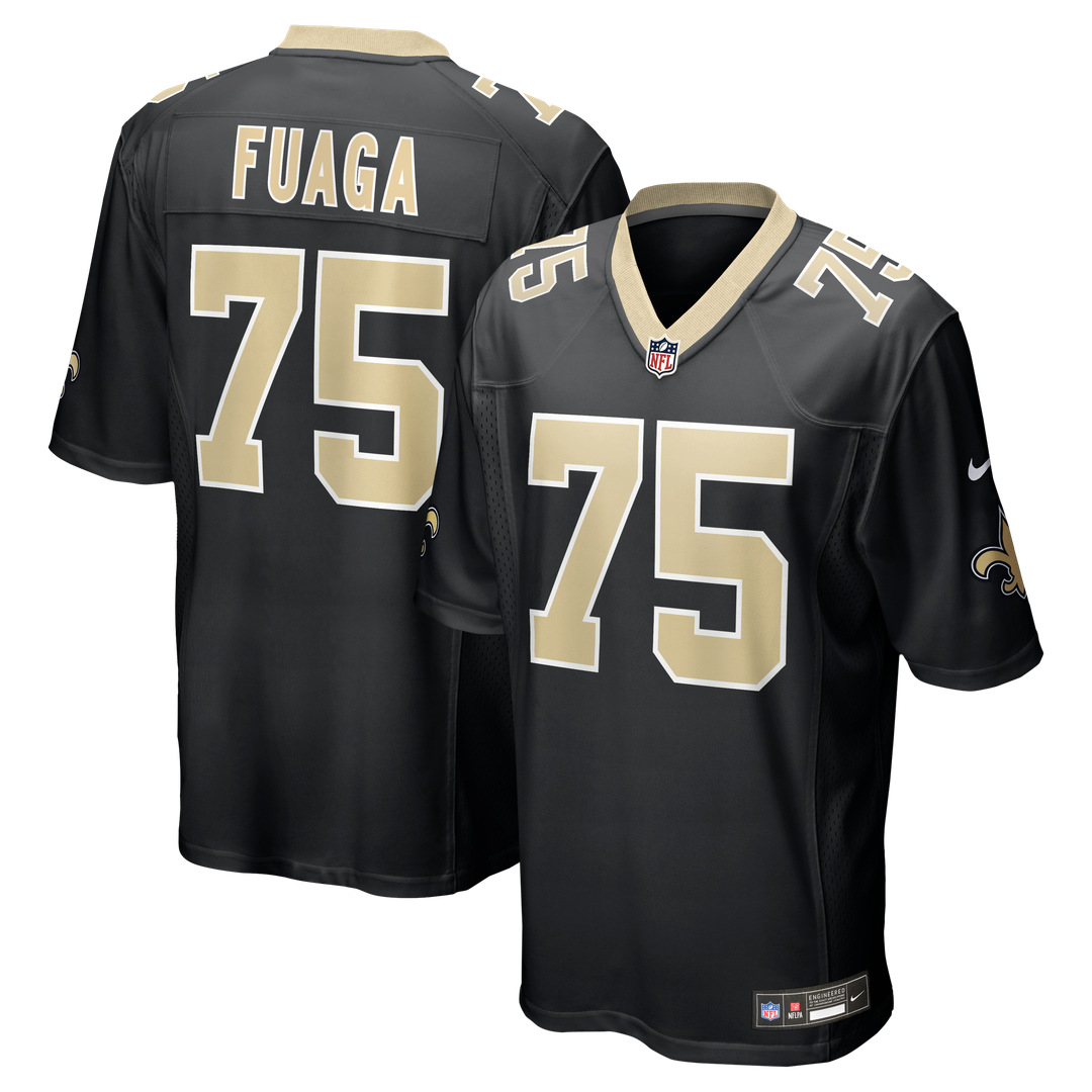 New Orleans Saints Taliese Fuaga Nike Black Game Jersey product image 1, provided for visual reference and product detail
