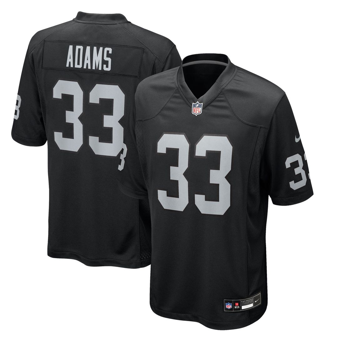 Las Vegas Raiders Jamal Adams Nike Black Team Game Jersey product image 1, provided for visual reference and product detail