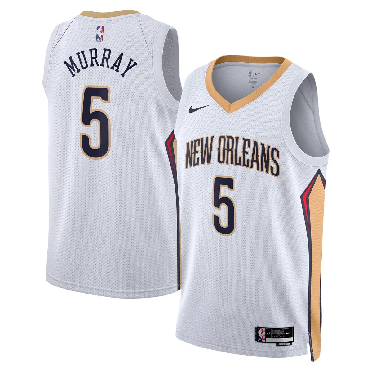 New Orleans Pelicans Nike Association Edition Swingman Jersey - White - Dejounte Murray - Unisex product image 1, provided