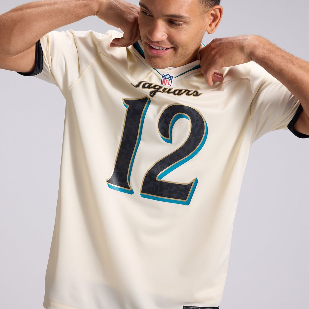 Jacksonville Jaguars Travis Hunter Nike Natural 2026 Rivalries Collection Game Jersey product image 9, provided for visual