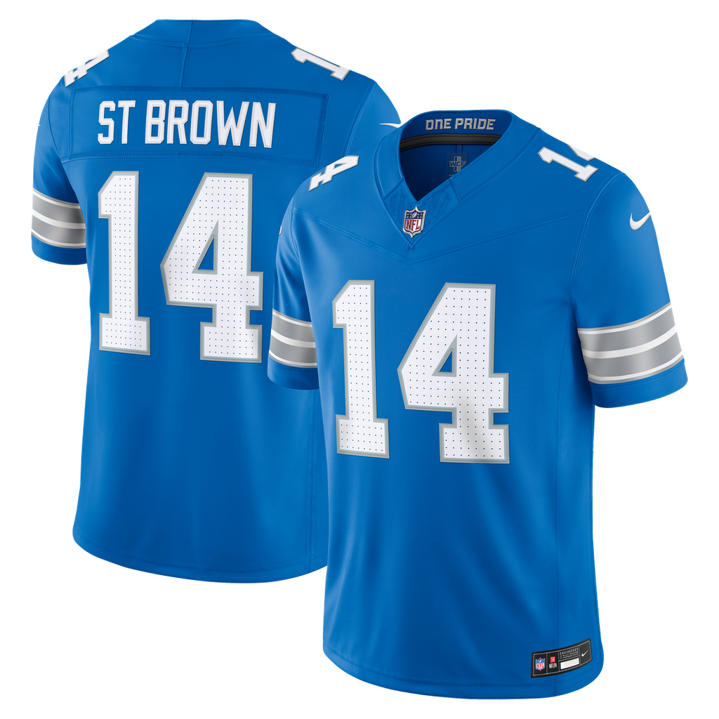 Detroit Lions Amon-Ra St. Brown Nike Blue Team Vapor F.U.S.E. Stitched Limited Jersey product image 15, provided for visual
