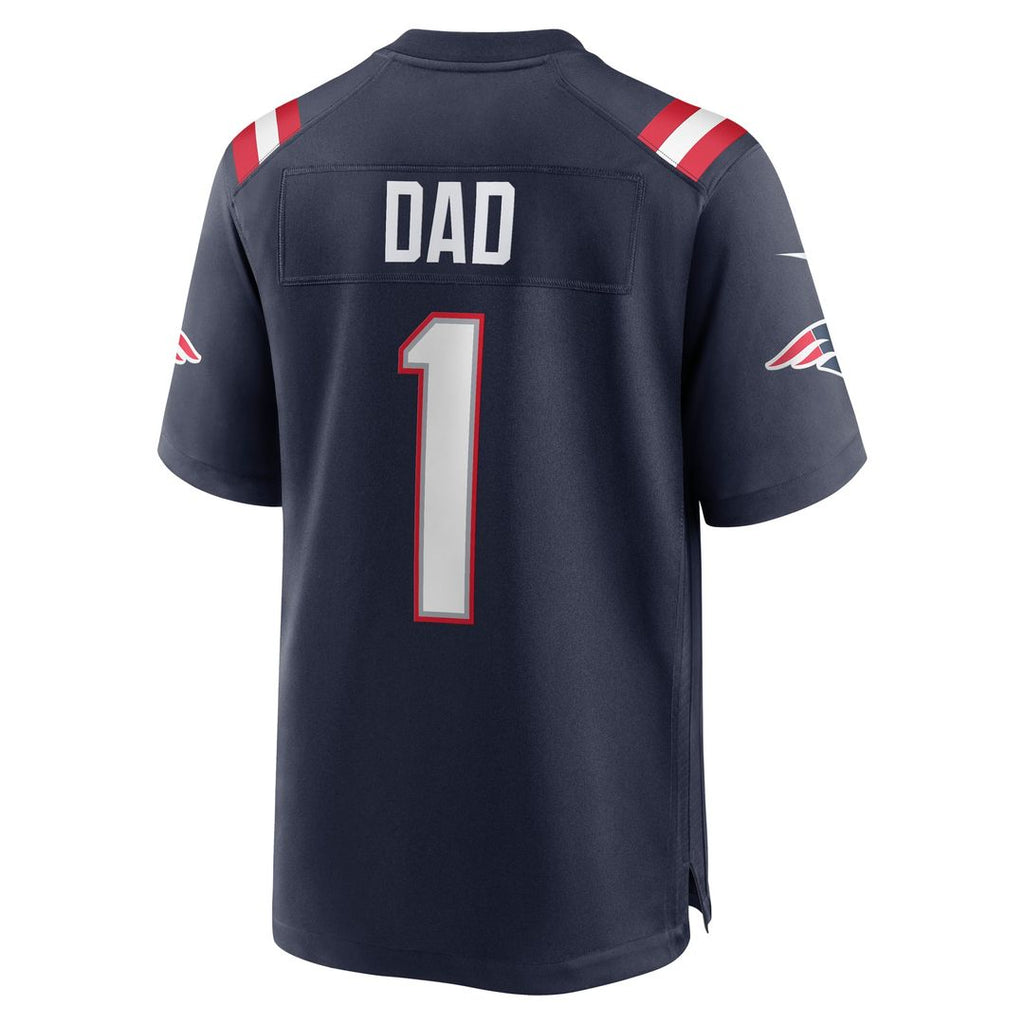 New England Patriots Number 1 Dad Nike Navy Game Jersey product image 3, provided for visual reference and product detail
