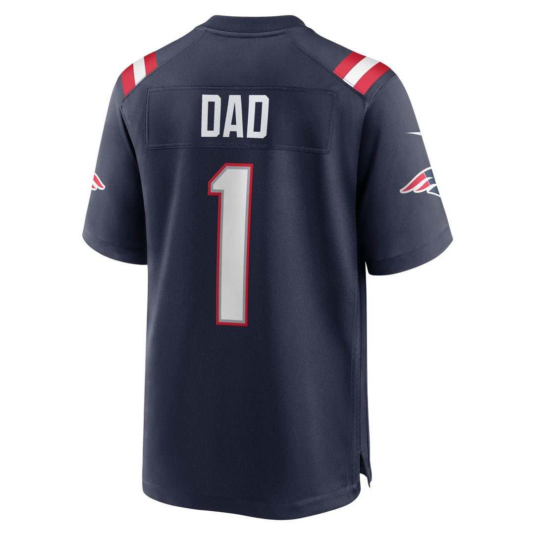 New England Patriots Number 1 Dad Nike Navy Game Jersey product image 3, provided for visual reference and product detail
