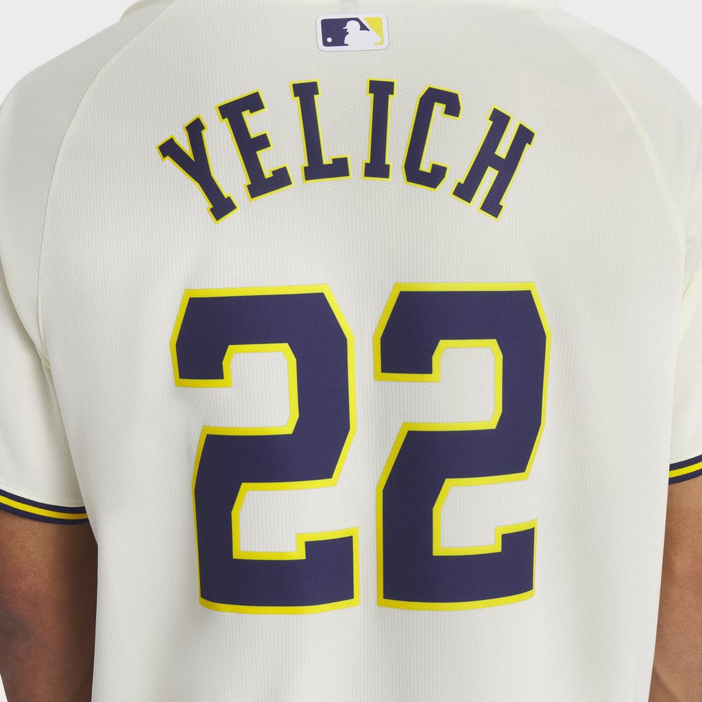 Milwaukee Brewers Christian Yelich Nike Cream Home Limited Player Jersey product image 13, provided for visual reference and