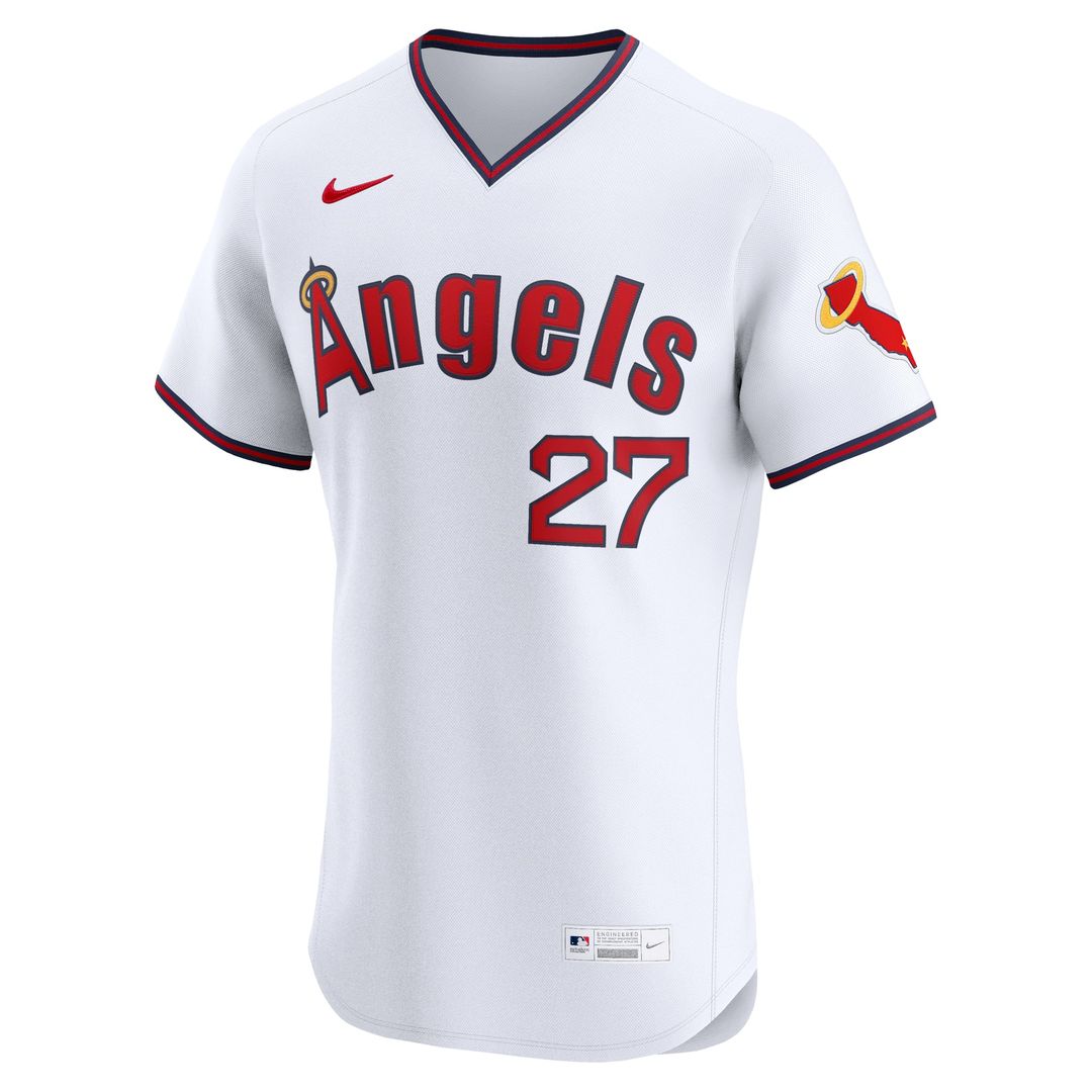 Los Angeles Angels Mike Trout Nike White Alternate 2 Elite Jersey product image 2, provided for visual reference and product