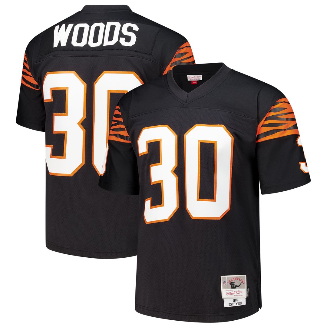 Cincinnati Bengals Ickey Woods Mitchell & Ness Black 1988 Legacy Replica Jersey product image 1, provided for visual