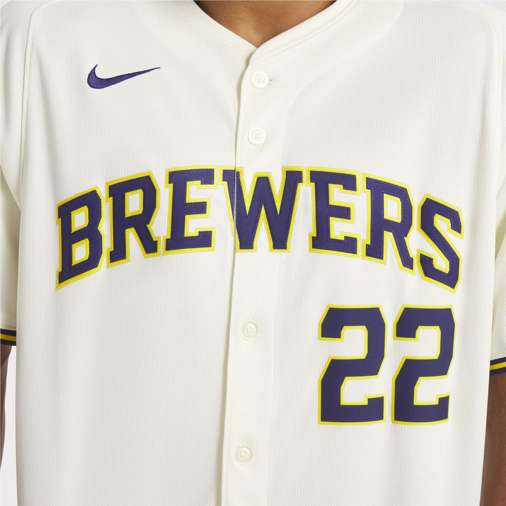 Milwaukee Brewers Christian Yelich Nike Cream Home Limited Player Jersey product image 10, provided for visual reference and