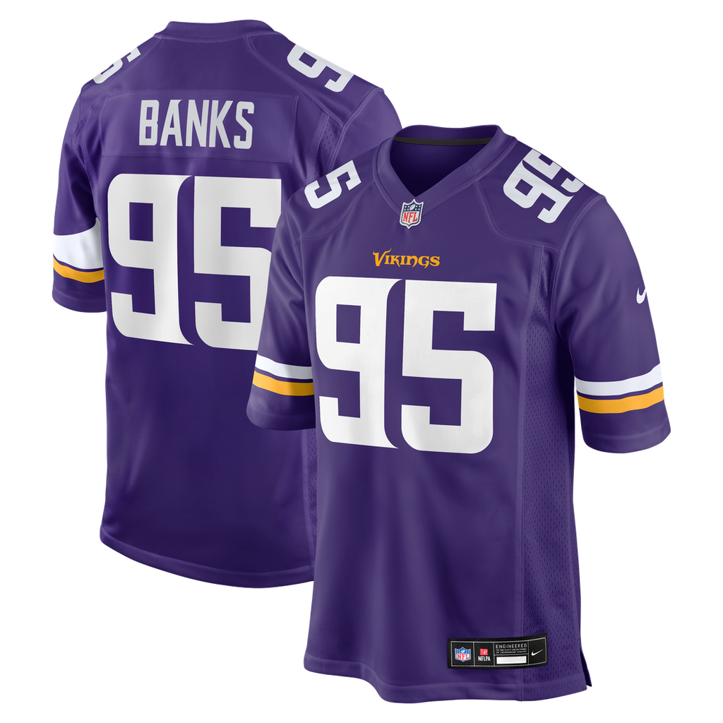 Minnesota Vikings Caleb Banks Nike Purple Team Game Jersey product image 1, provided for visual reference and product detail