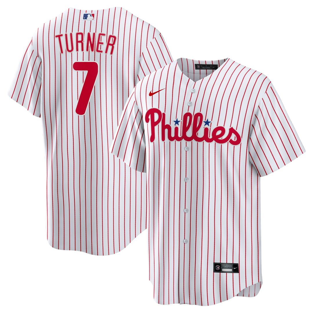 Philadelphia Phillies Trea Turner Nike White Home Replica Player Jersey product image 1, provided for visual reference and