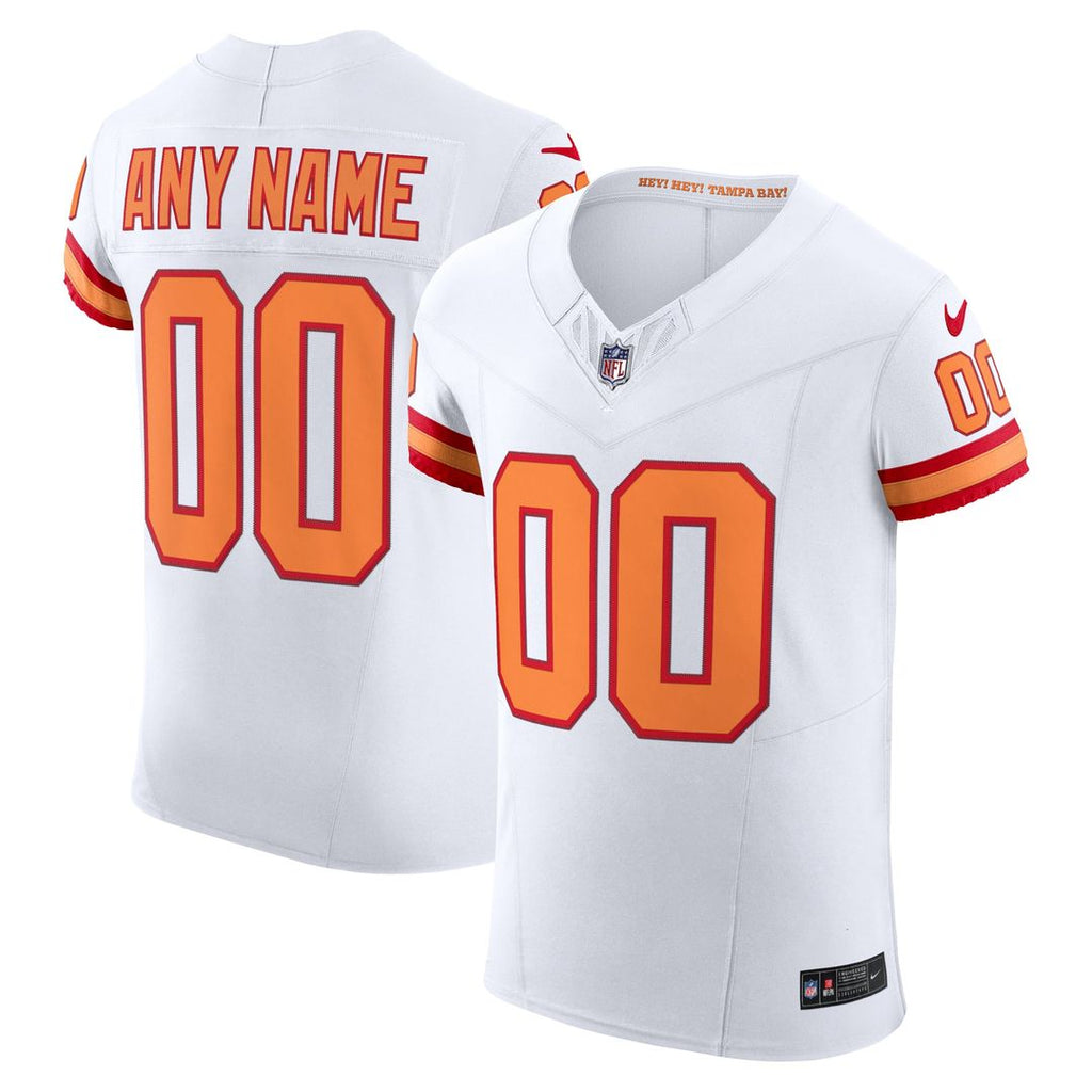 Tampa Bay Buccaneers Nike White Vapor F.U.S.E. Custom Elite Jersey product image 1, provided for visual reference and