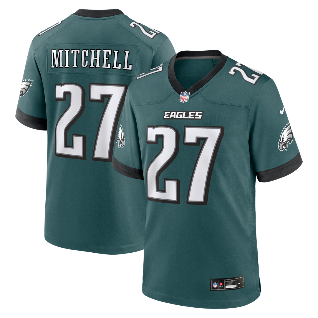 Philadelphia Eagles Quinyon Mitchell Nike Midnight Green Team Game Jersey product image 1, provided for visual reference and