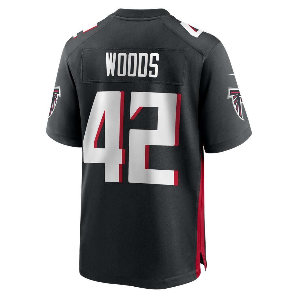 Atlanta Falcons Josh Woods Nike Black Team Game Jersey product image 3, provided for visual reference and product detail
