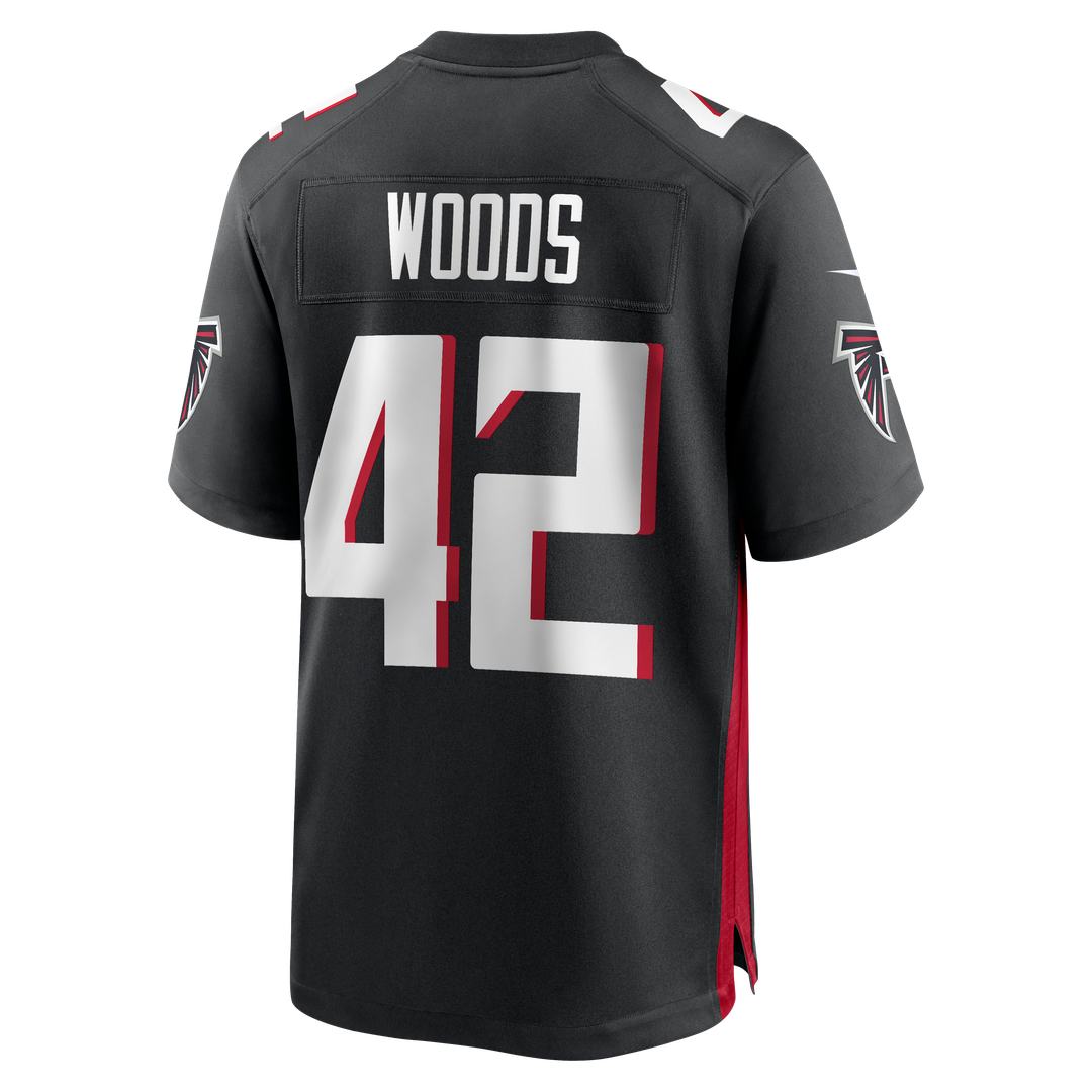 Atlanta Falcons Josh Woods Nike Black Team Game Jersey product image 3, provided for visual reference and product detail