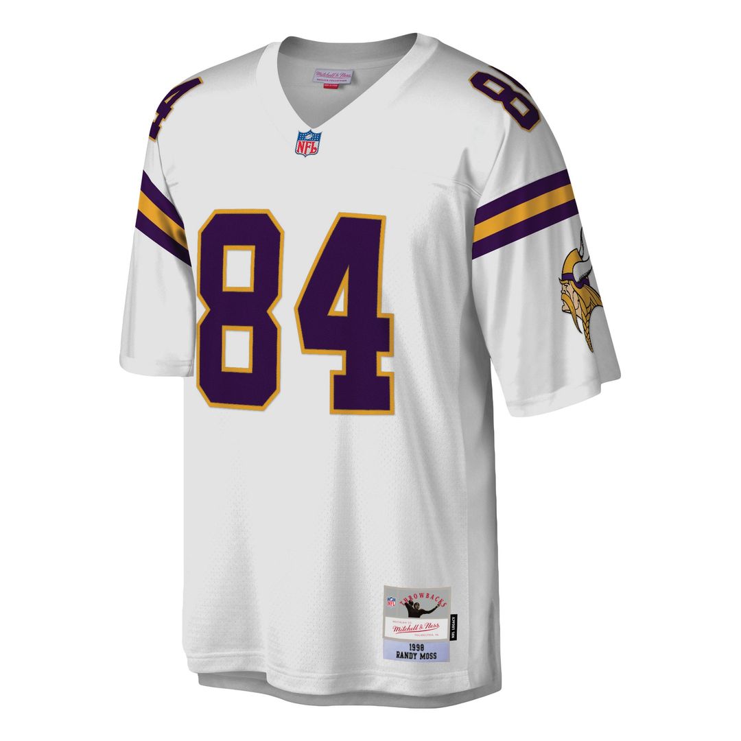 Minnesota Vikings Randy Moss Mitchell & Ness White Legacy Replica Jersey product image 5, provided for visual reference and