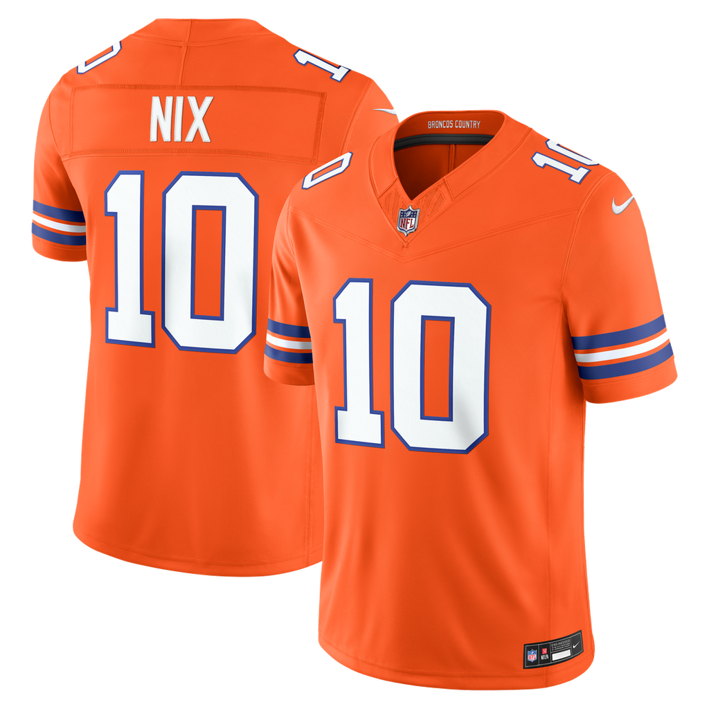 Denver Broncos Bo Nix Nike White Vapor F.U.S.E. Stitched Limited Jersey product image 7, provided for visual reference and