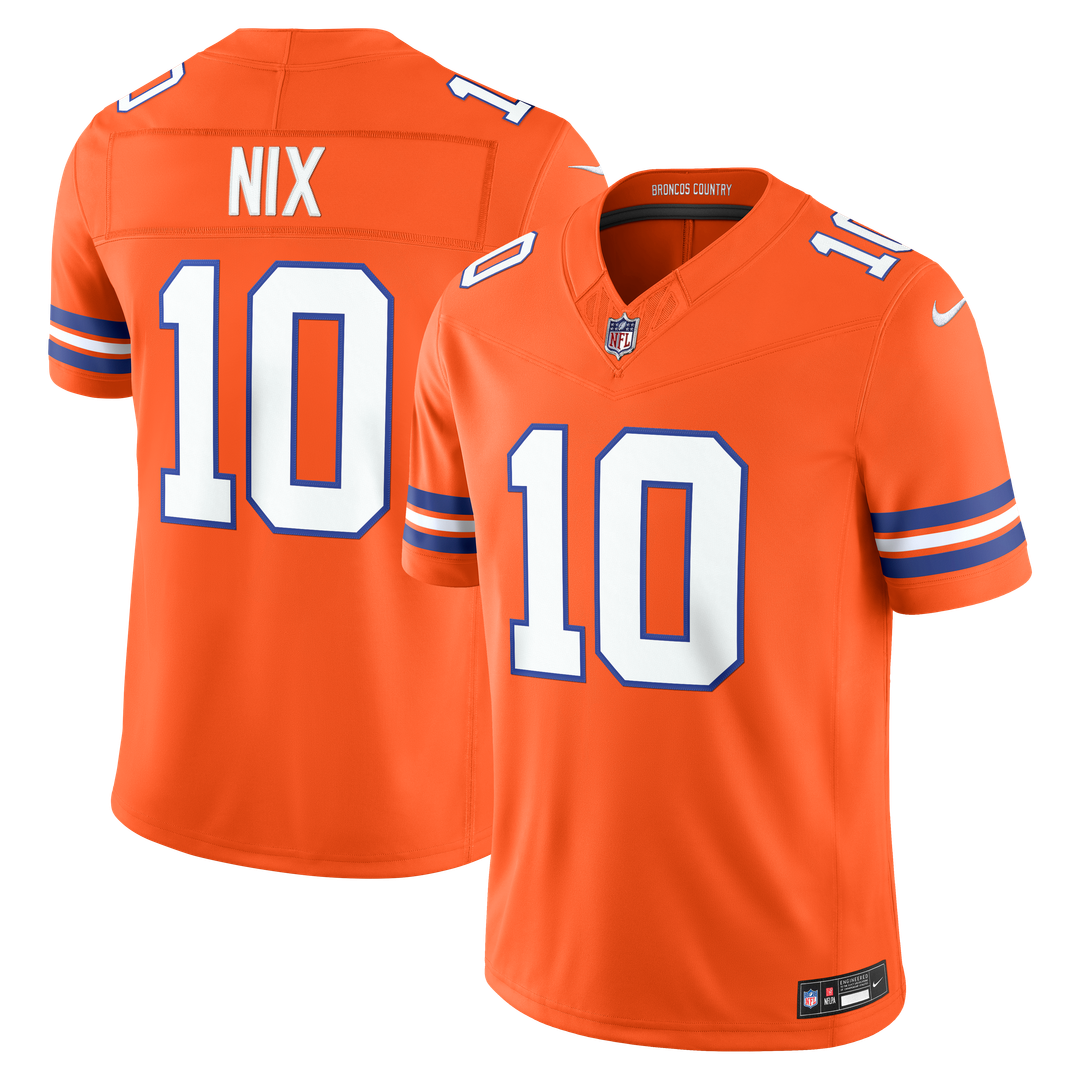 Denver Broncos Bo Nix Nike White Vapor F.U.S.E. Stitched Limited Jersey product image 7, provided for visual reference and
