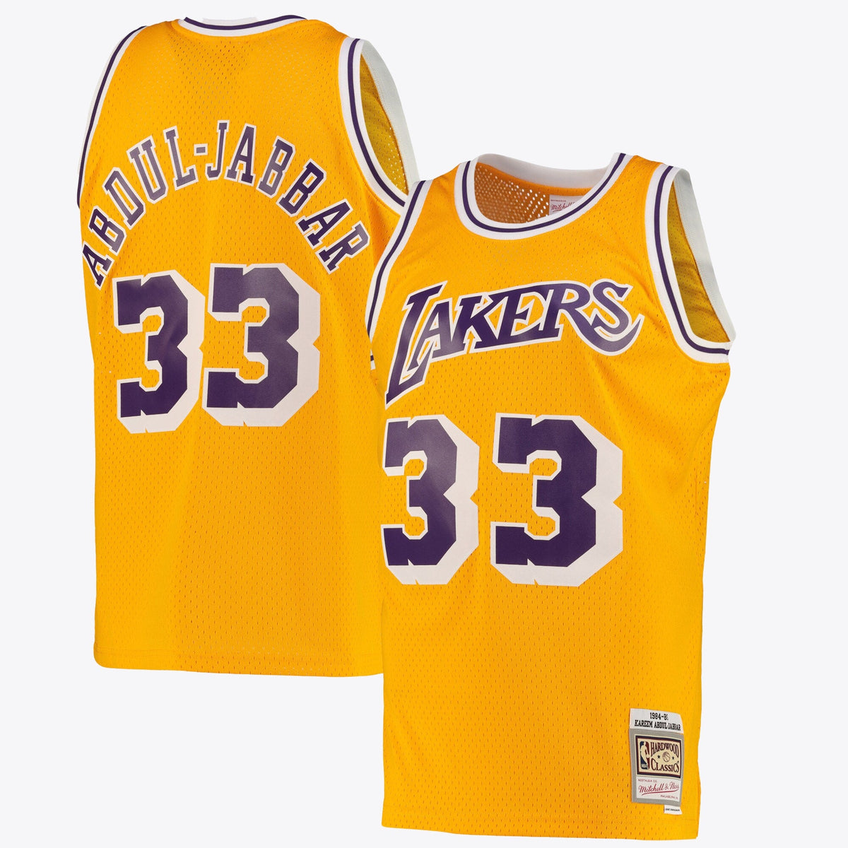 Los Angeles Lakers Kareem Abdul-Jabbar Road Swingman Jersey By Mitchell & Ness - Light Gold product image 1, provided for