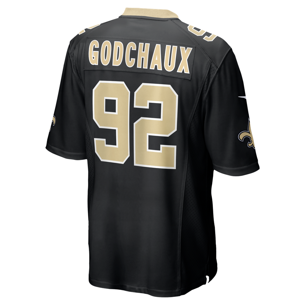 New Orleans Saints Davon Godchaux Nike Black Team Game Jersey product image 3, provided for visual reference and product