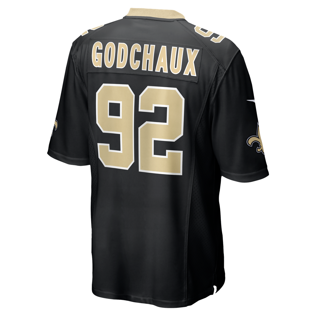 New Orleans Saints Davon Godchaux Nike Black Team Game Jersey product image 3, provided for visual reference and product