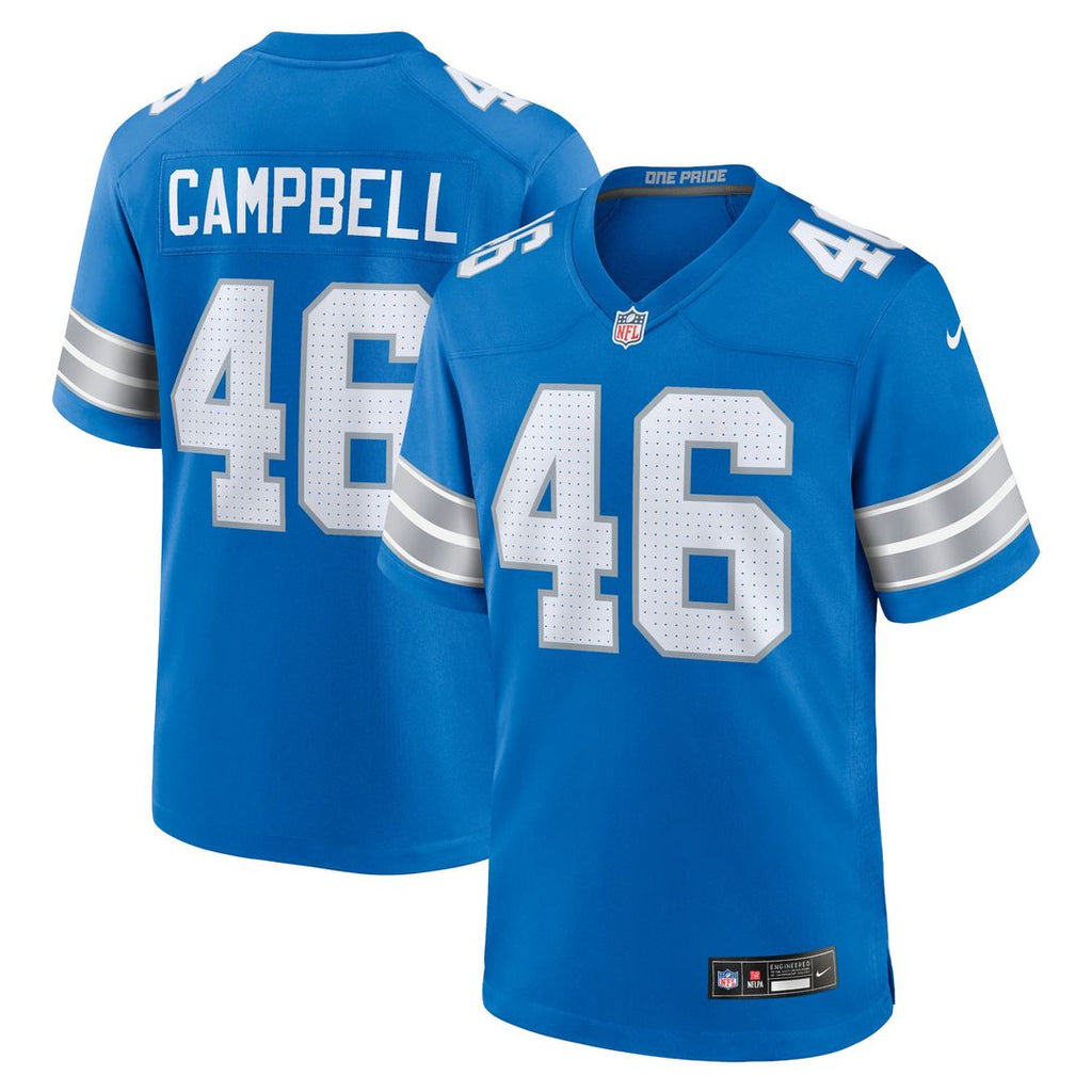 Detroit Lions Jack Campbell Nike Blue Game Jersey product image 1, provided for visual reference and product detail review