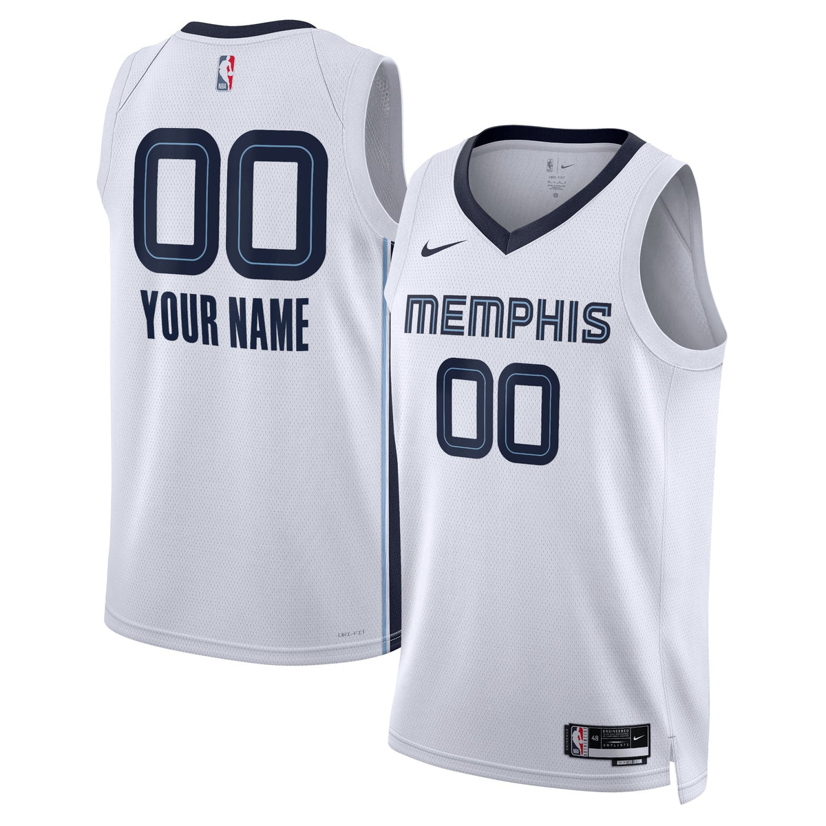 Memphis Grizzlies Nike Association Swingman Jersey - Custom - Unisex product image 1, provided for visual reference and