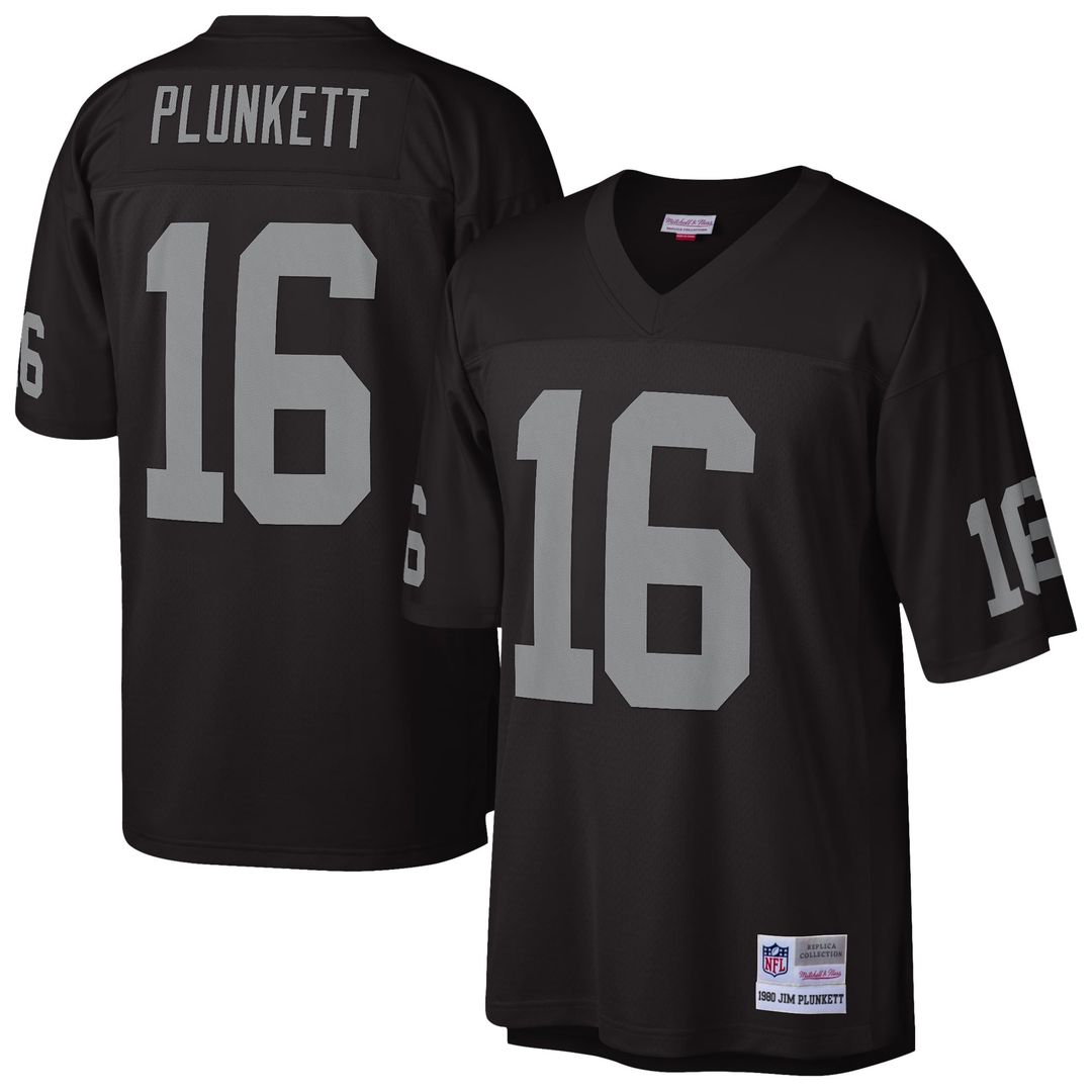 Oakland Raiders Jim Plunkett Mitchell & Ness Black 1980 Legacy Replica Jersey product image 1, provided for visual reference
