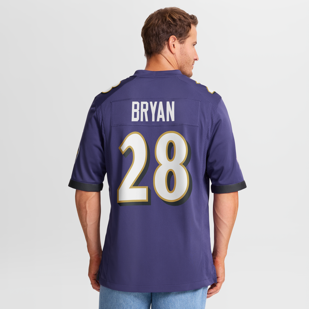 Baltimore Ravens Taven Bryan Nike Purple Team Game Jersey product image 5, provided for visual reference and product detail