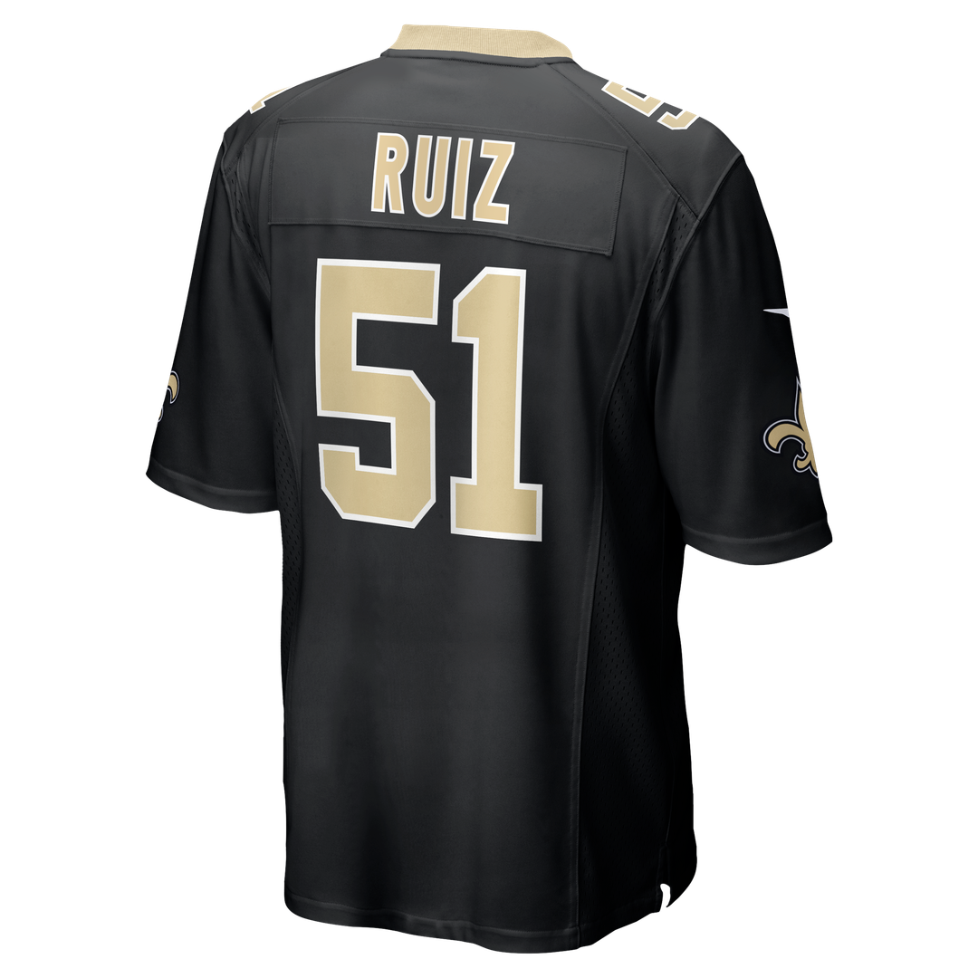 New Orleans Saints Cesar Ruiz Nike Black Game Jersey product image 3, provided for visual reference and product detail review