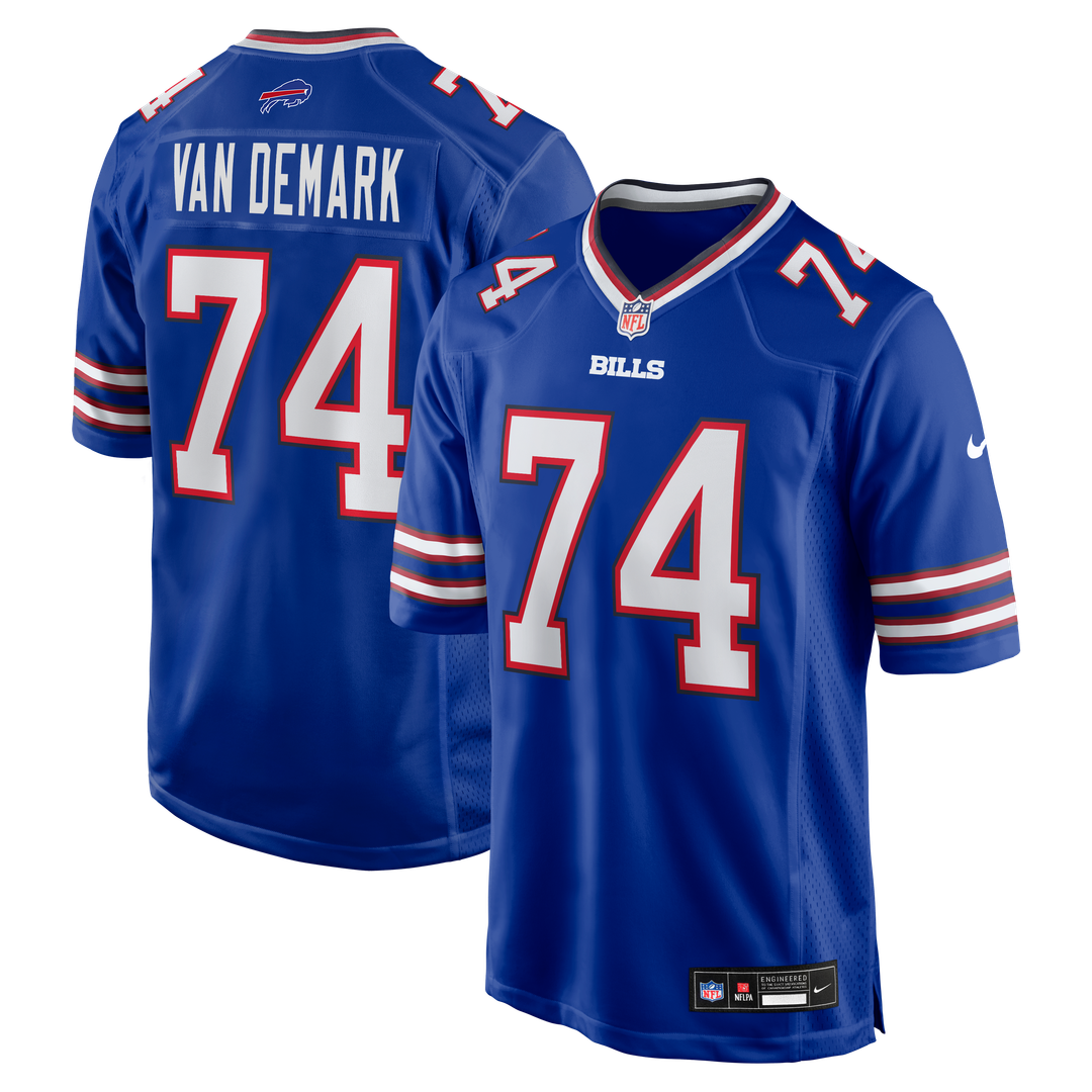 Buffalo Bills Ryan Van Demark Nike Royal Game Player Jersey product image 1, provided for visual reference and product