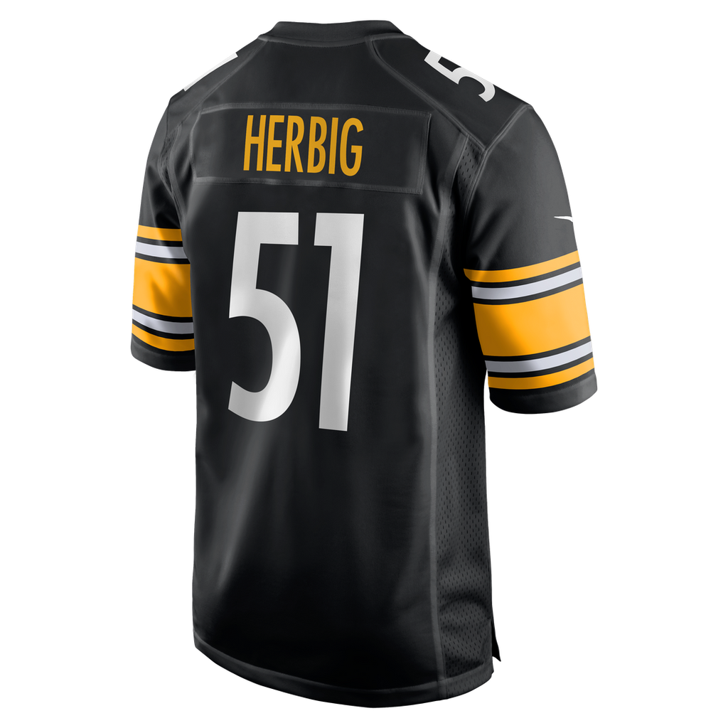 Pittsburgh Steelers Nick Herbig Nike Black Game Jersey product image 3, provided for visual reference and product detail